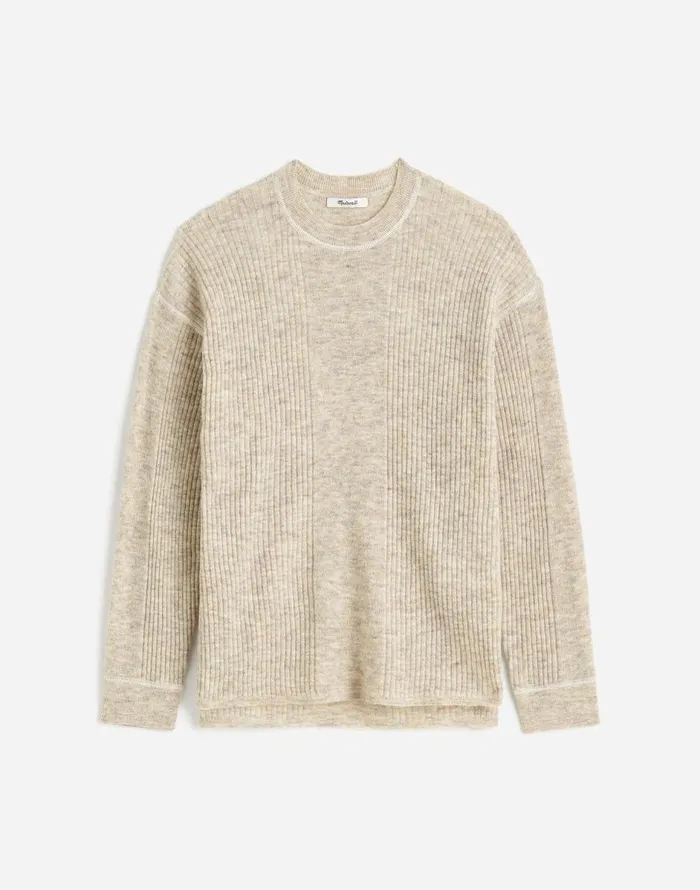 Madewell Ribbed AlpacaBlend Crewneck Sweater Hthr Stone Women Sweaters