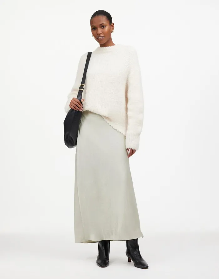 Madewell Satin Maxi Slip Skirt Steel Women Skirts