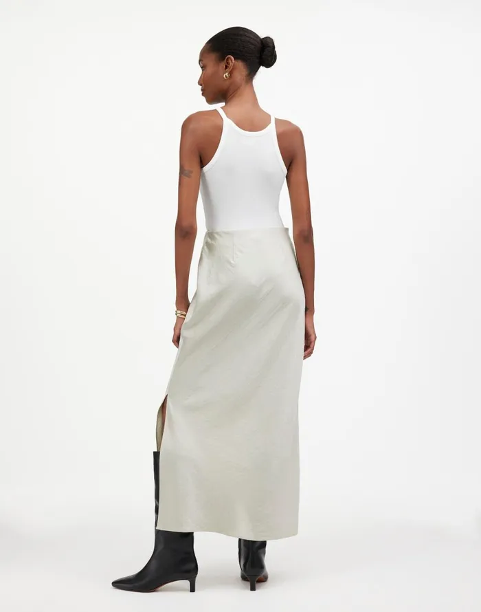 Madewell Satin Maxi Slip Skirt Steel Women Skirts