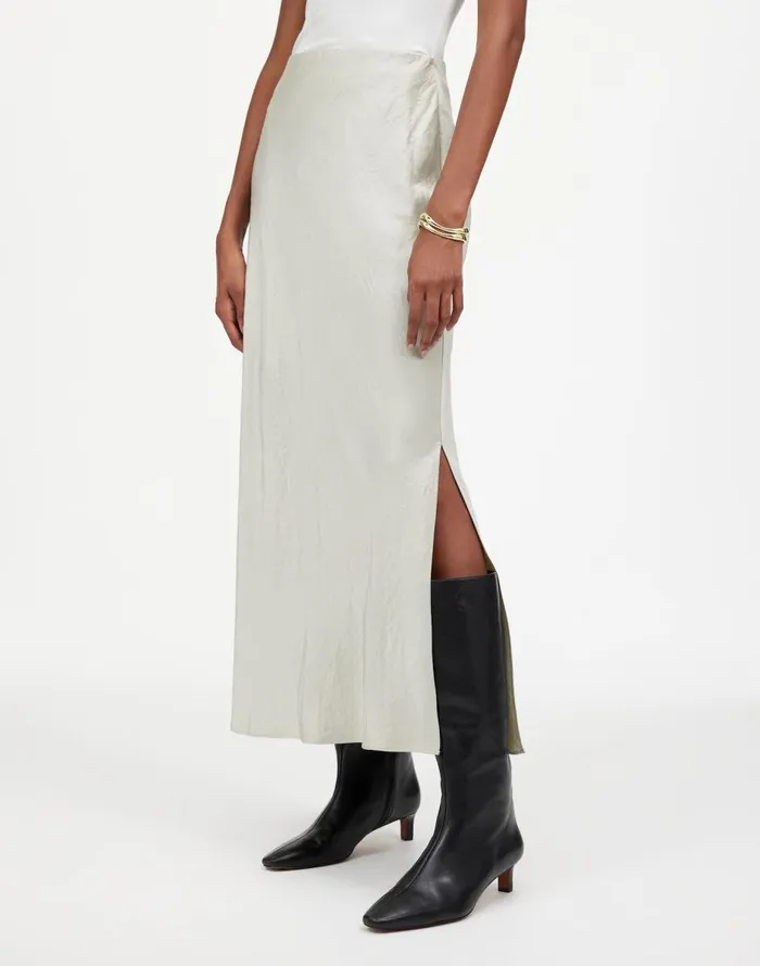Madewell Satin Maxi Slip Skirt Steel Women Skirts