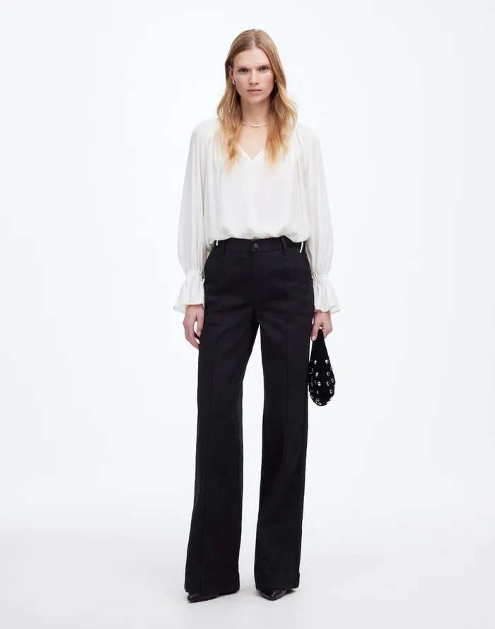 Madewell SuperwideLeg Trouser Jeans Black Rinse Wash Women Jeans
