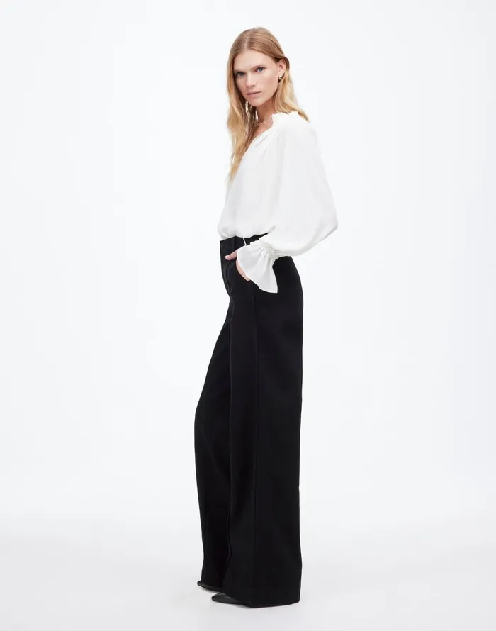 Madewell SuperwideLeg Trouser Jeans Black Rinse Wash Women Jeans