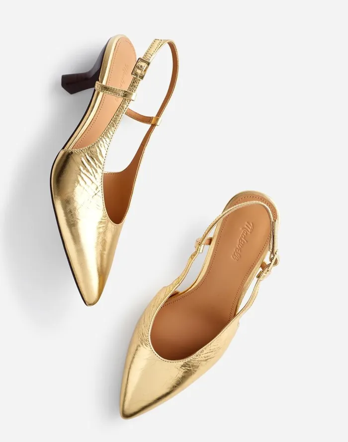 Madewell The Debbie Slingback Pump Gold Metallic Women Heels