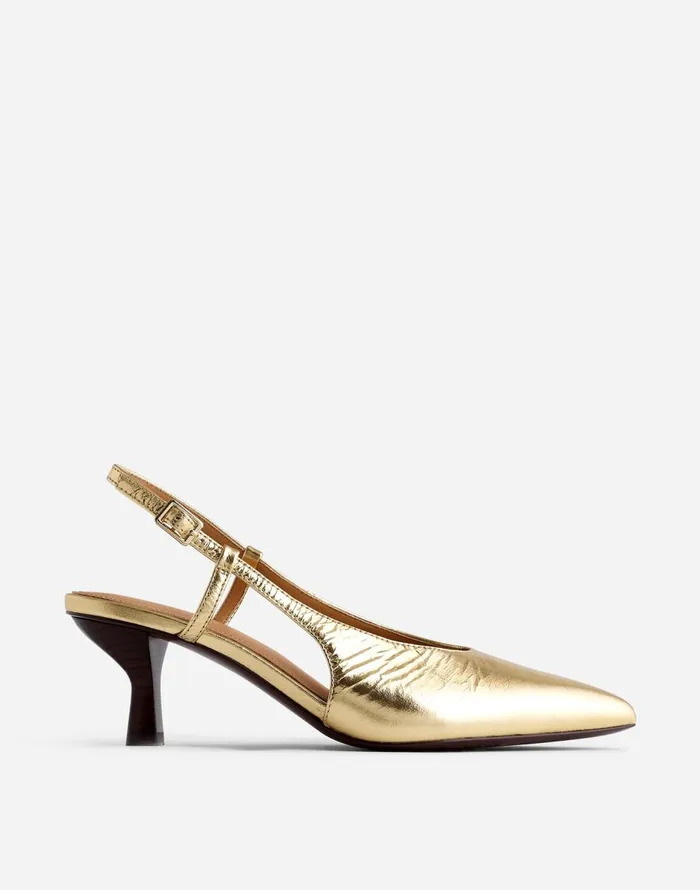 Madewell The Debbie Slingback Pump Gold Metallic Women Heels