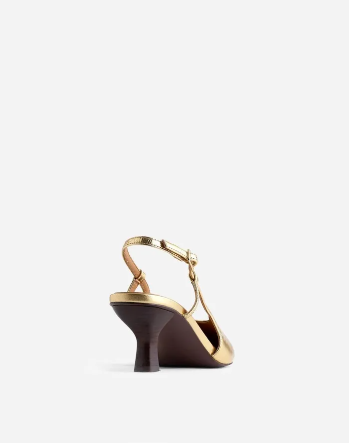 Madewell The Debbie Slingback Pump Gold Metallic Women Heels