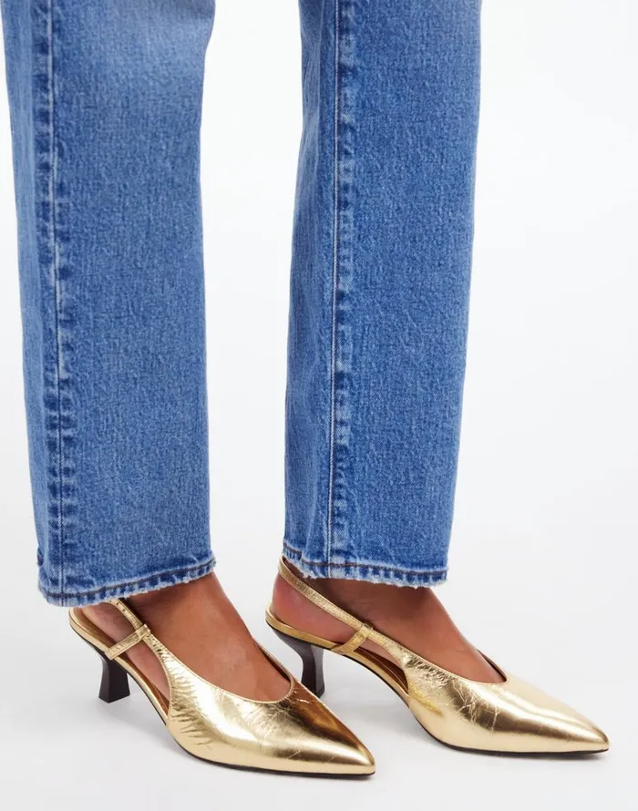 Madewell The Debbie Slingback Pump Gold Metallic Women Heels