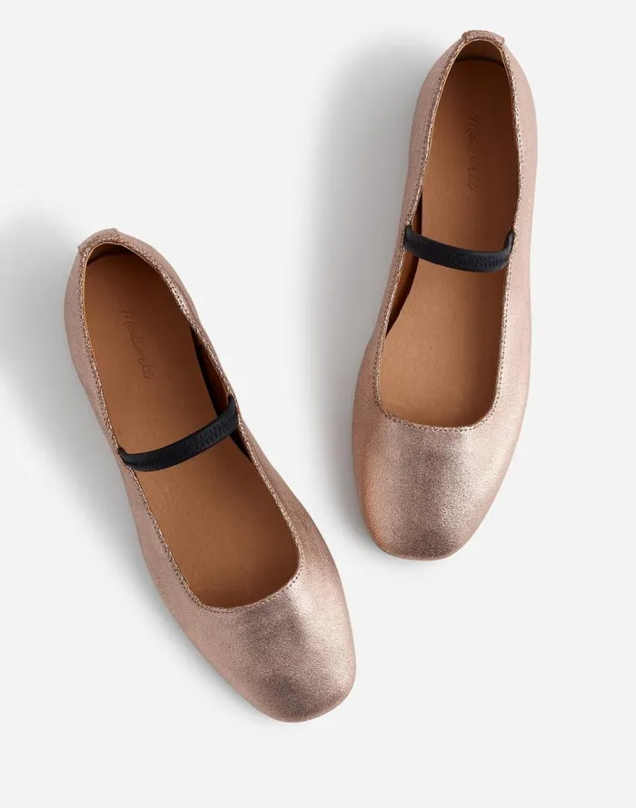 Madewell The Greta Ballet Flat Rose Gold Metallic Women Flats and Loafers
