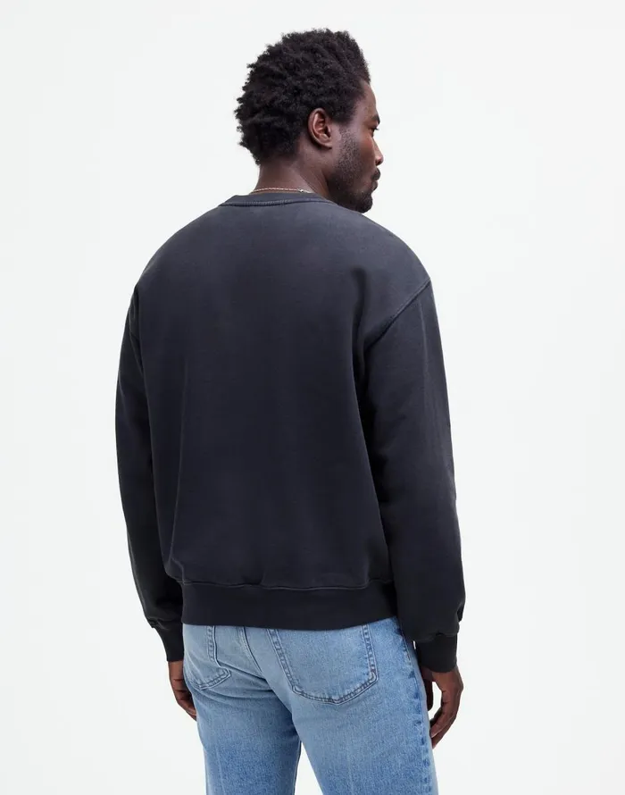 Madewell The McCarren Midweight Crewneck Sweatshirt True Black Men Hoodies and Sweatshirts