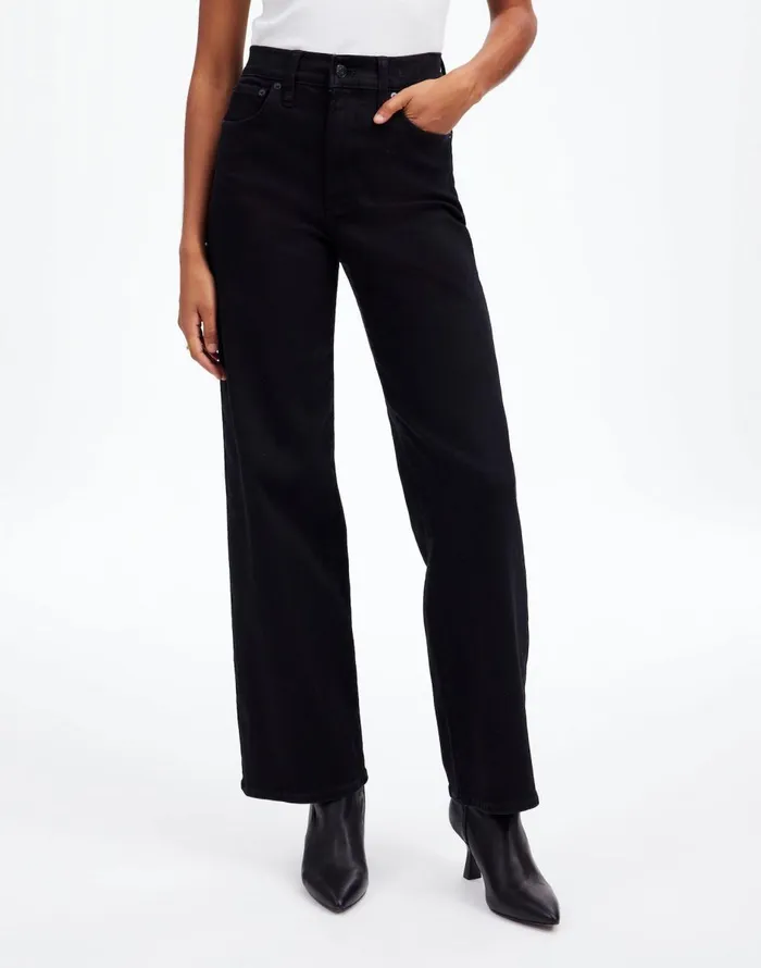 Madewell The Perfect Vintage WideLeg Jean Black Rinse Wash Women Jeans
