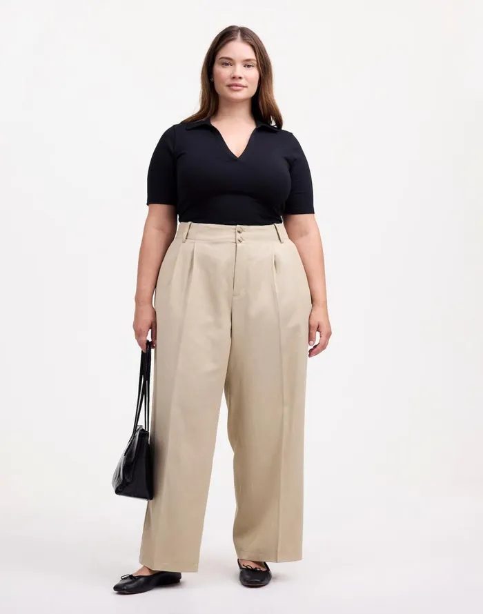 Madewell The Plus Harlow WideLeg Pant In Drapey Twill Vintage Khaki Women Pants