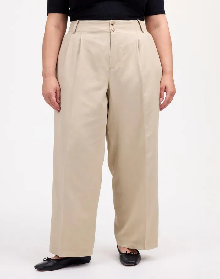 Madewell The Plus Harlow WideLeg Pant In Drapey Twill Vintage Khaki Women Pants