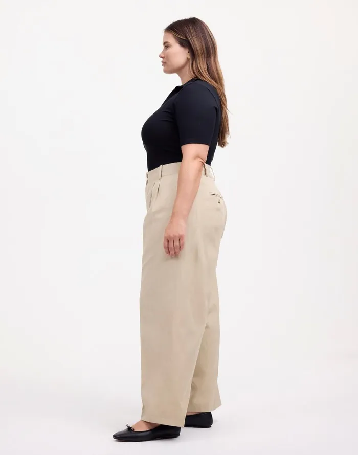 Madewell The Plus Harlow WideLeg Pant In Drapey Twill Vintage Khaki Women Pants