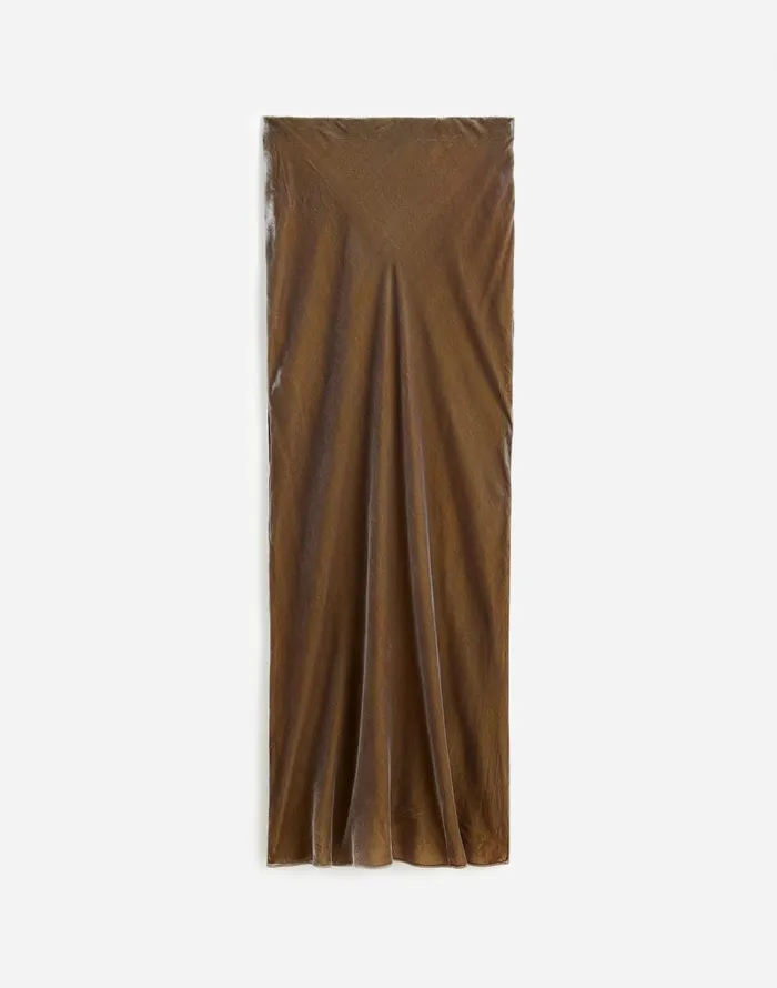Madewell Velvet Maxi Slip Skirt Irridescent Grey Women Skirts