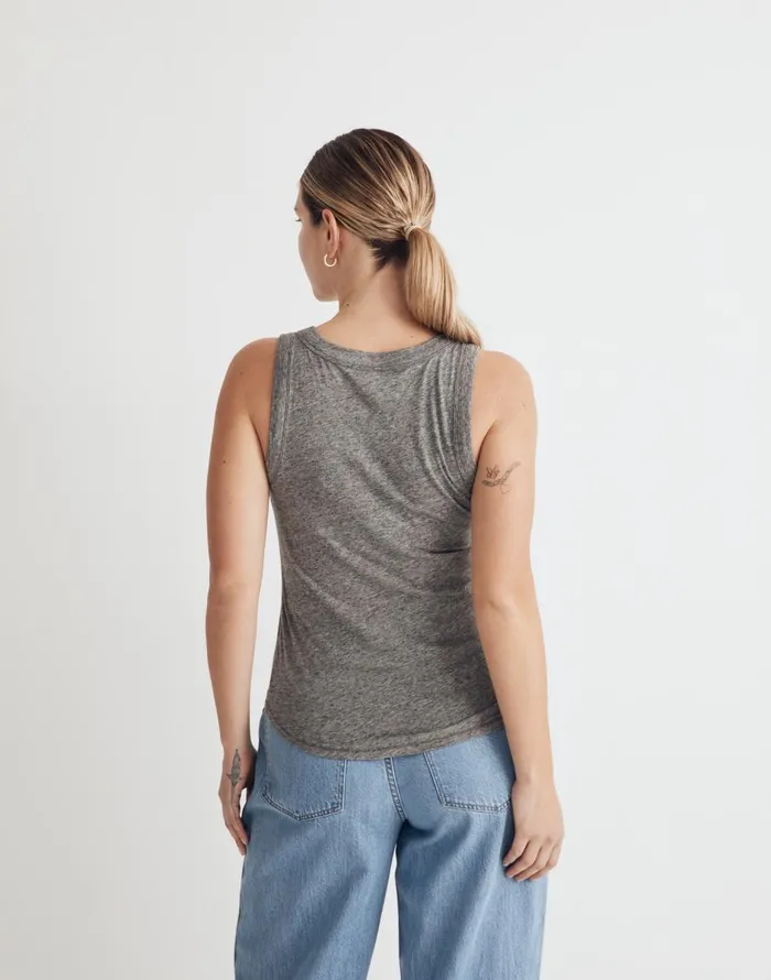 Madewell Whisper Cotton Scoopneck Tank Top Hthr Iron Women Tees