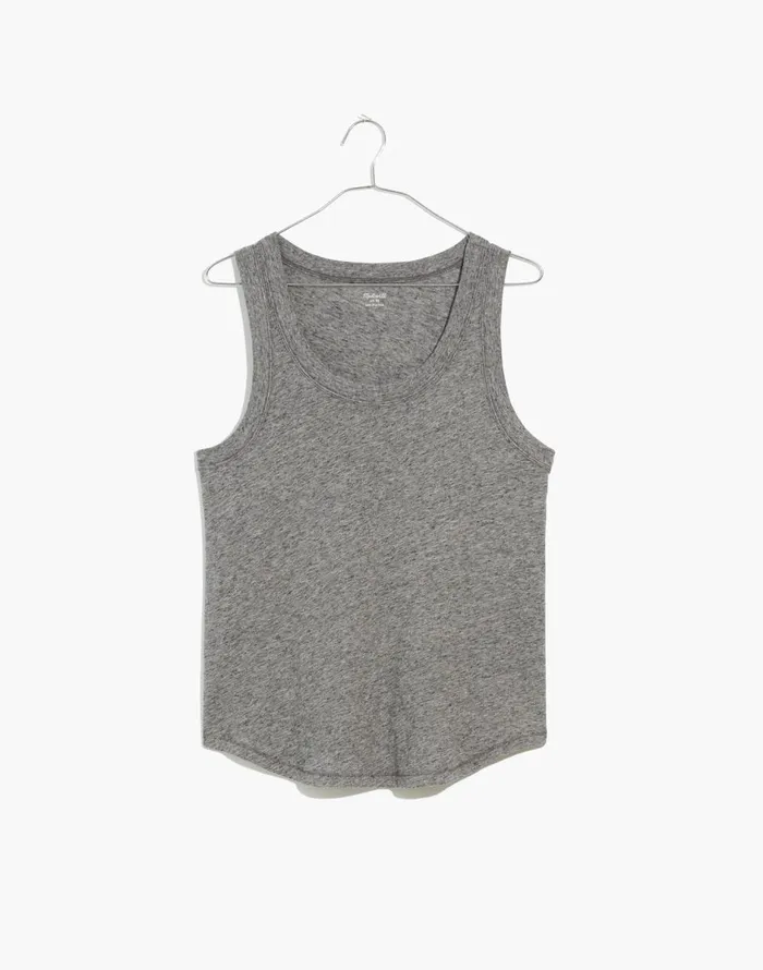 Madewell Whisper Cotton Scoopneck Tank Top Hthr Iron Women Tees