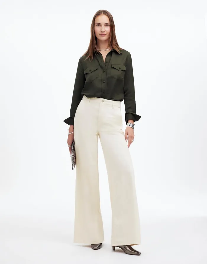 Madewell Wide Sweep Denim Trousers Vintage Ivory Women Jeans