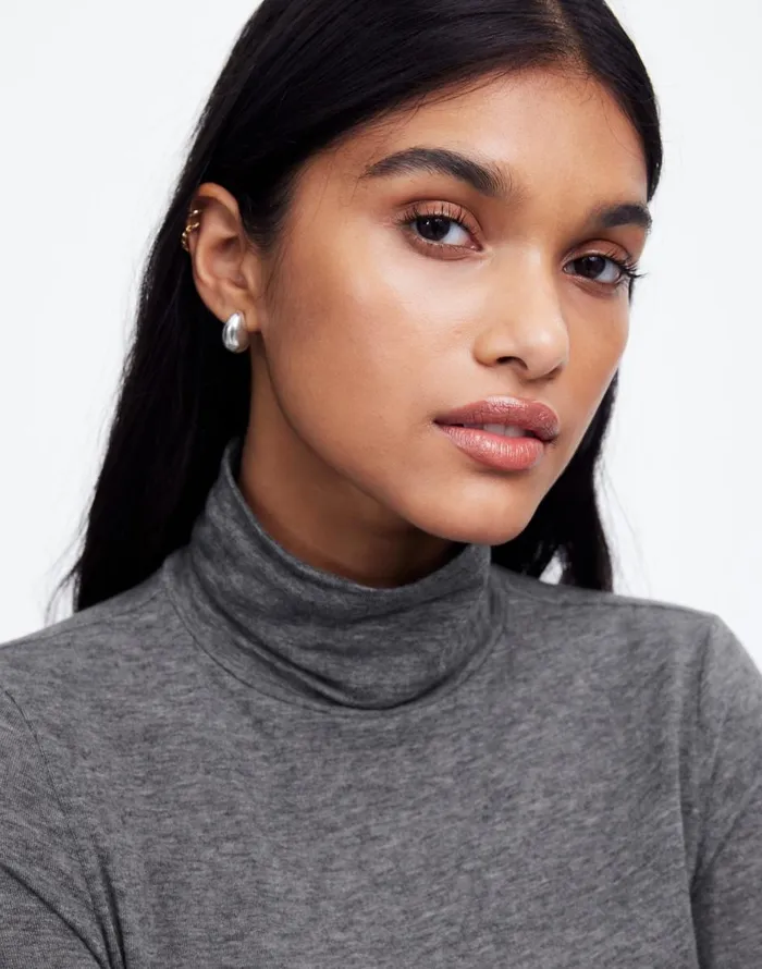 Madewell WoolBlend Turtleneck LongSleeve Tee Hthr Coal Women Tees