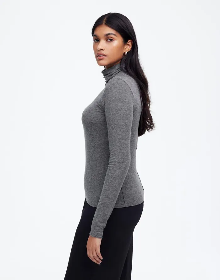 Madewell WoolBlend Turtleneck LongSleeve Tee Hthr Coal Women Tees