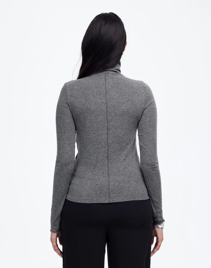 Madewell WoolBlend Turtleneck LongSleeve Tee Hthr Coal Women Tees