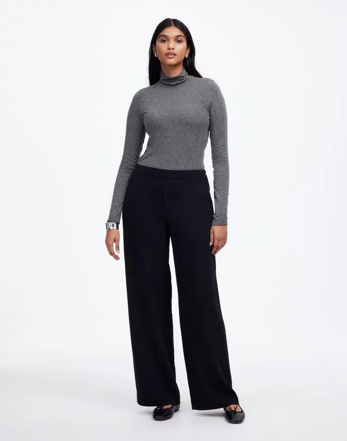 Madewell WoolBlend Turtleneck LongSleeve Tee Hthr Coal Women Tees