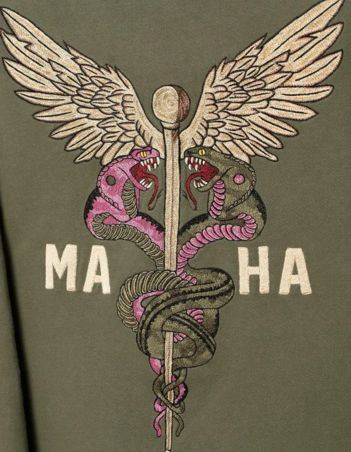 Maharishi Crew Sweats 6009 Caduceus Monk Crew Sweat Olive OG107F 8211 Men