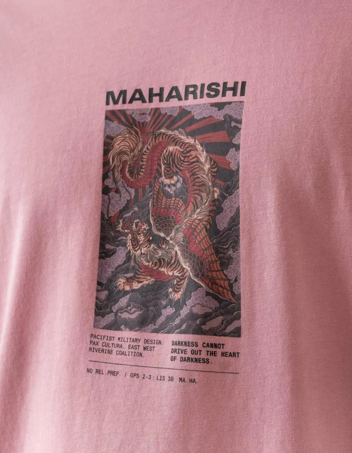 Maharishi Long Sleeve TShirts 1490 Tiger Dragon Miltype LS TShirt Pink 8211 Men