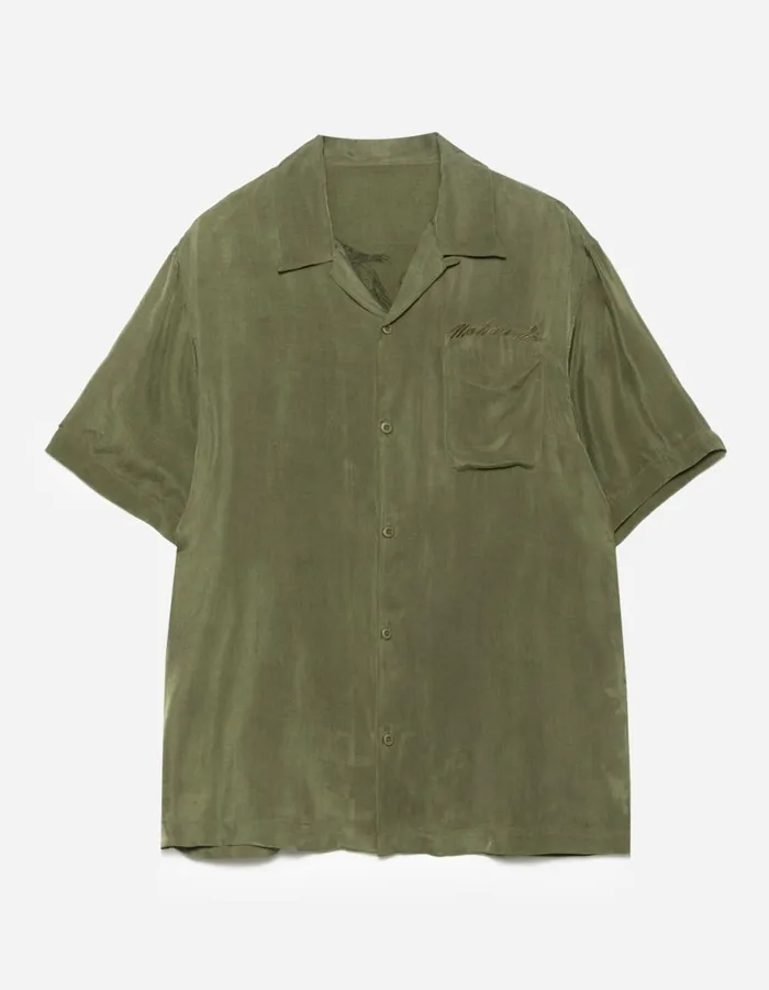 Maharishi Short Sleeve Shirts 6098 Tiger Dragon Camp Collar Shirt Olive OG107F 8211 Men