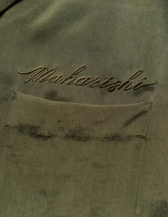 Maharishi Short Sleeve Shirts 6098 Tiger Dragon Camp Collar Shirt Olive OG107F 8211 Men