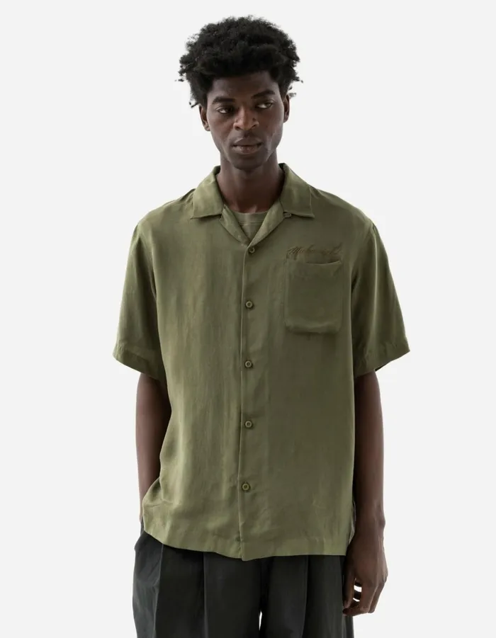 Maharishi Short Sleeve Shirts 6098 Tiger Dragon Camp Collar Shirt Olive OG107F 8211 Men