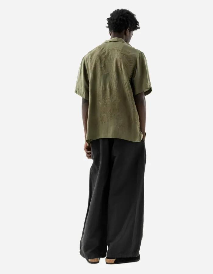 Maharishi Short Sleeve Shirts 6098 Tiger Dragon Camp Collar Shirt Olive OG107F 8211 Men