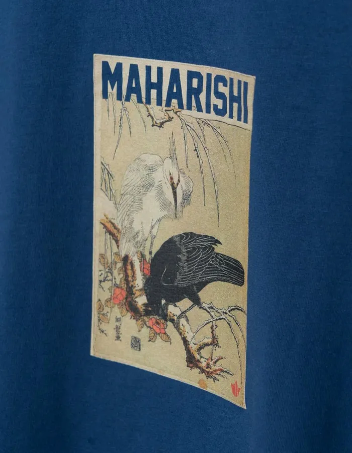 Maharishi Short Sleeve TShirts 1493 Black Crow White Heron TShirt Navy Blueprint 8211 Men