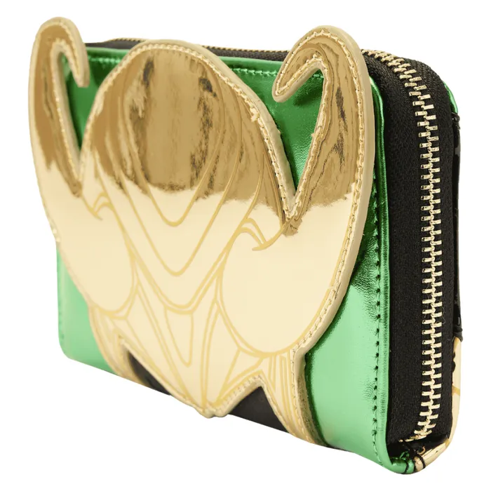 Marvel Metallic Loki Cosplay Zip Around Wallet Unisex Loungefly Bags and Wallets Marvel Metallic Loki Cosplay Zip Around Wallet Unisex Loungefly Bags and Wallets