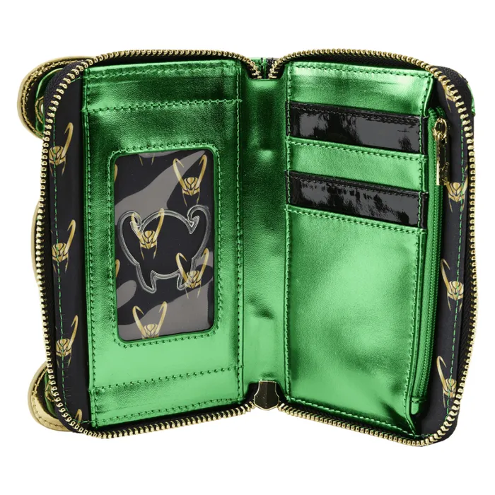 Marvel Metallic Loki Cosplay Zip Around Wallet Unisex Loungefly Bags and Wallets Marvel Metallic Loki Cosplay Zip Around Wallet Unisex Loungefly Bags and Wallets