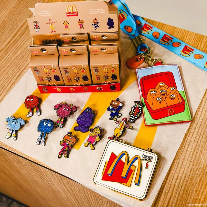 McDonald039s Vintage Fry Kids 4Piece Pin Set Unisex Loungefly Enamel Pins McDonald039s Vintage Fry Kids 4Piece Pin Set Unisex Loungefly Enamel Pins