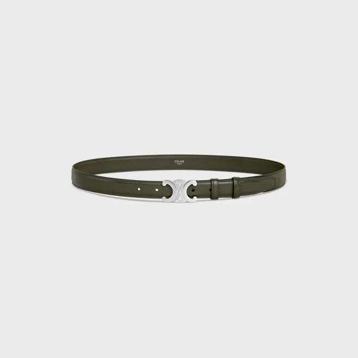 Medium Triomphe Belt In Taurillon Leather Dark Army Men CELINE BELTS Medium Triomphe Belt In Taurillon Leather Dark Army Men CELINE BELTS