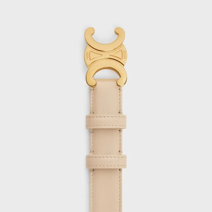 Medium Triomphe Belt In Taurillon Leather Nude Women CELINE BELTS Medium Triomphe Belt In Taurillon Leather Nude Women CELINE BELTS