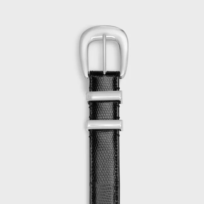Medium Western Belt In Lizard Embossed Calfskin Black Men CELINE BELTS Medium Western Belt In Lizard Embossed Calfskin Black Men CELINE BELTS