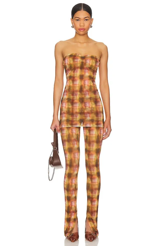 Mel Pant Brown Plaid Women Lovers and Friends Pants