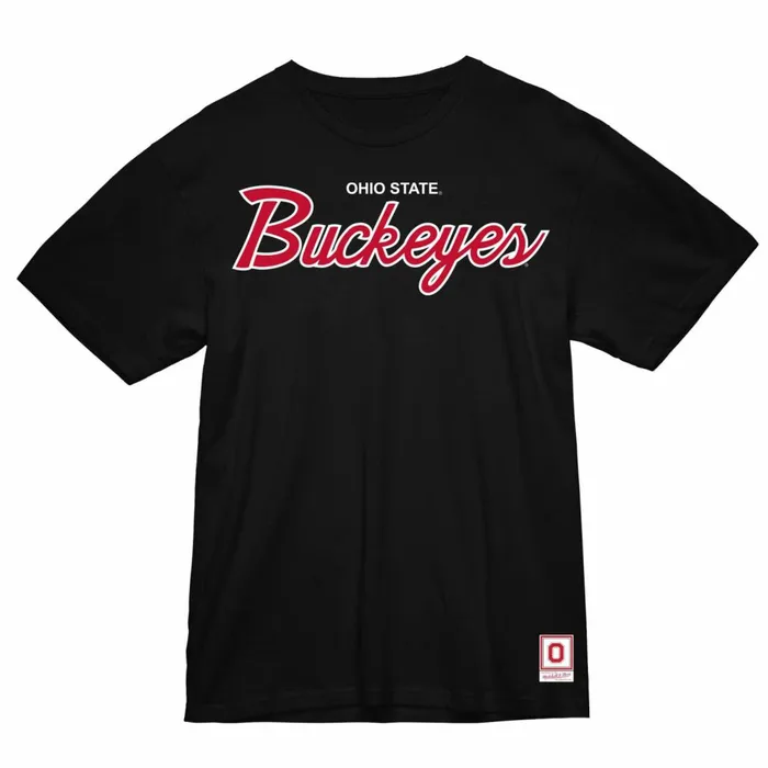 Men039s Collegiate Mitchell and Ness Classic Buckeyes Script Tee Ohio State