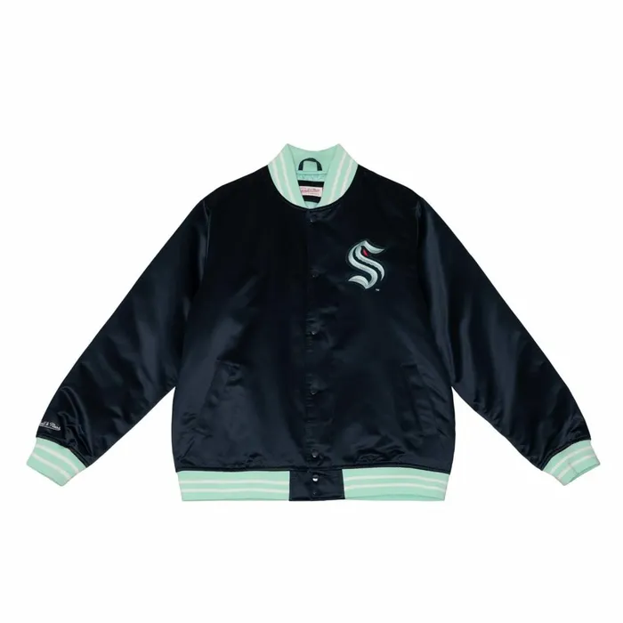 Men039s Jackets and Outerwear Mitchell and Ness Heavyweight Satin Jacket Seattle Kraken Men039s Jackets and Outerwear Mitchell and Ness Heavyweight Satin Jacket Seattle Kraken