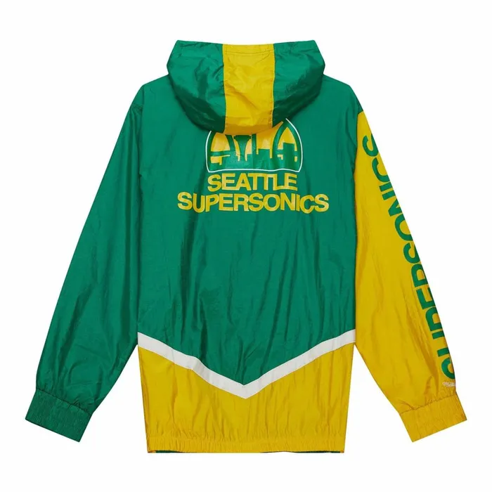 Men039s Jackets and Outerwear Mitchell and Ness Undeniable Full Zip Windbreaker Seattle Supersonics