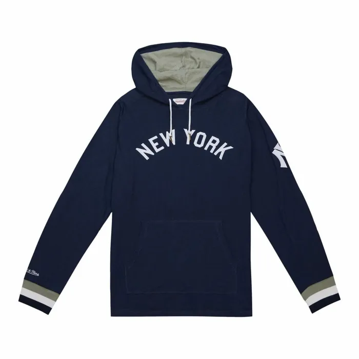 Men039s MLB Mitchell and Ness Legendary Slub Long Sleeve Hoodie New York Yankees