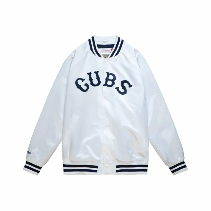 Men039s MLB Mitchell and Ness Lightweight Satin Jacket Chicago Cubs