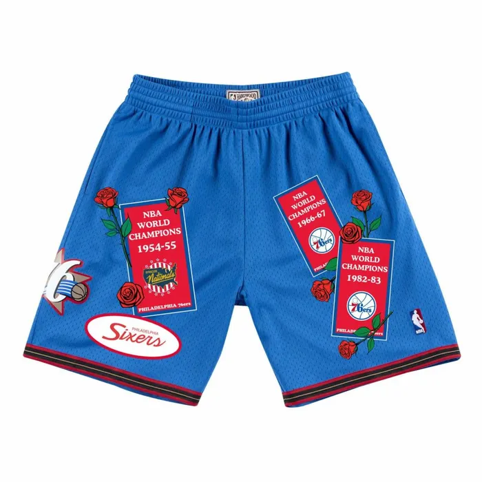 Men039s NBA Swingman Mitchell and Ness Roses And Banners Shorts Philadelphia 76ers Men039s NBA Swingman Mitchell and Ness Roses And Banners Shorts Philadelphia 76ers