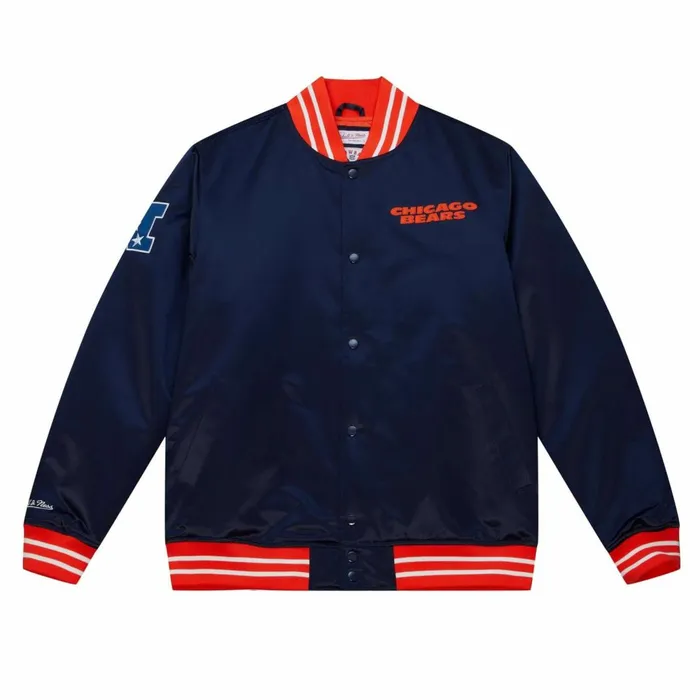 Men039s NFL Mitchell and Ness Heavyweight Satin Jacket Chicago Bears