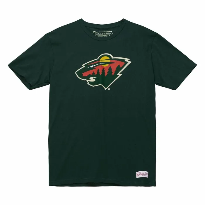 Men039s NHL Mitchell and Ness Distressed Logo Tee Minnesota Wild