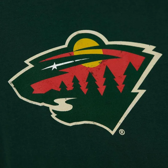 Men039s NHL Mitchell and Ness Distressed Logo Tee Minnesota Wild