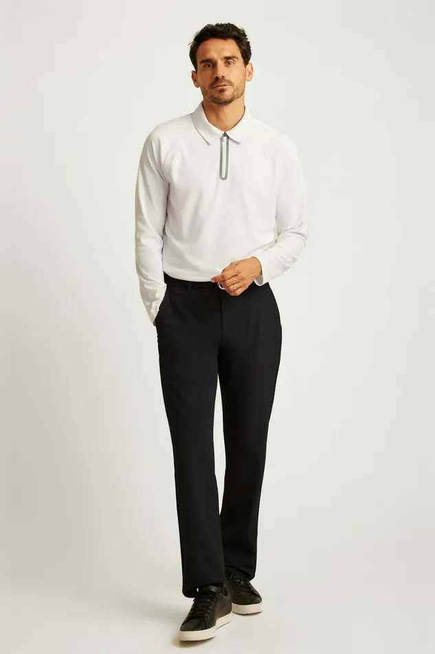 Men All Day Long Sleeve Zip Polo White Bonobos Polos