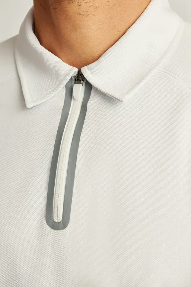 Men All Day Long Sleeve Zip Polo White Bonobos Polos