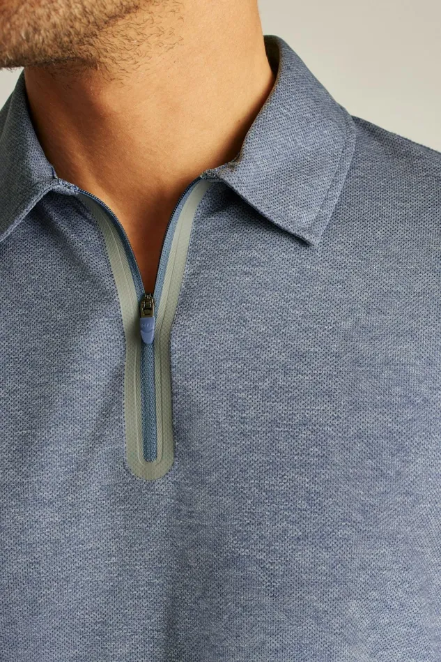 Men All Day Zip Golf Polo Space Blue Bonobos Golf Polos and Tops